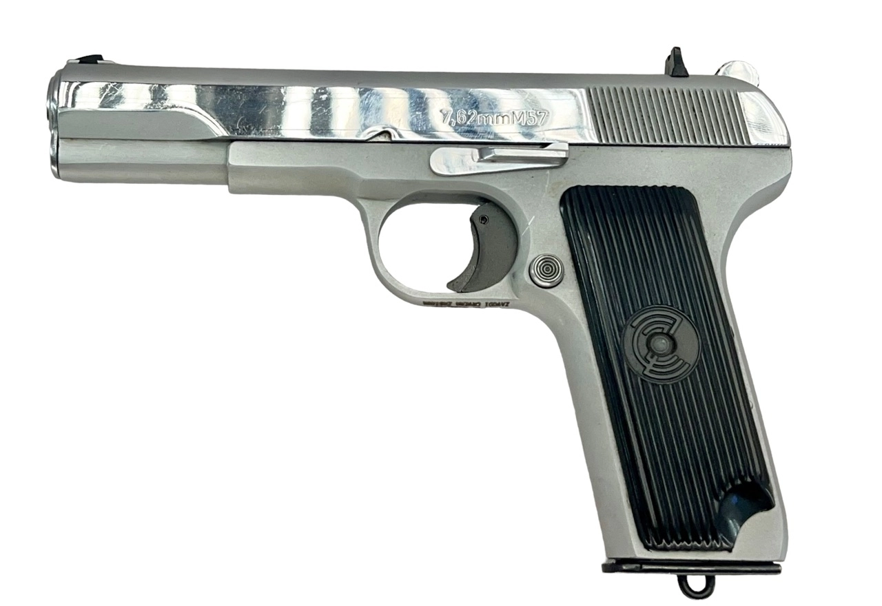 Zastava M57 Tokarev pistol factory nickel finish, VG condition, 7.62x25 with magazine SN X201297