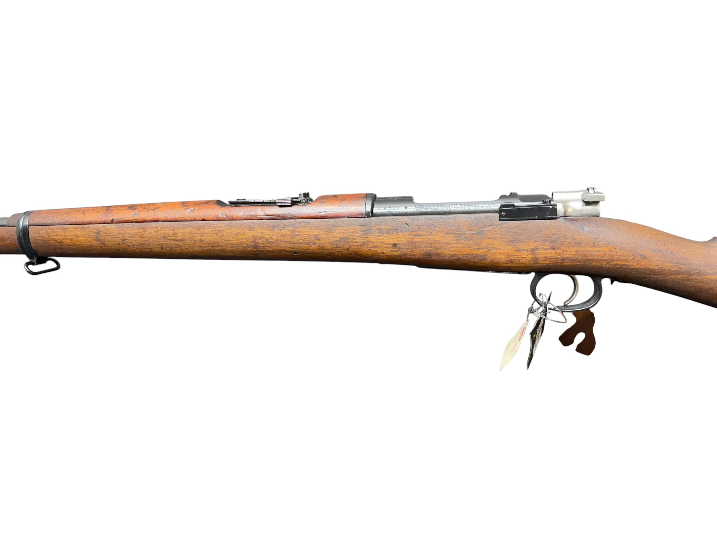 IMG_5330-Photoroom - OWS-Ammo Bolt-action rifle with a wooden stock and metal receiver, shown horizontally on a white background