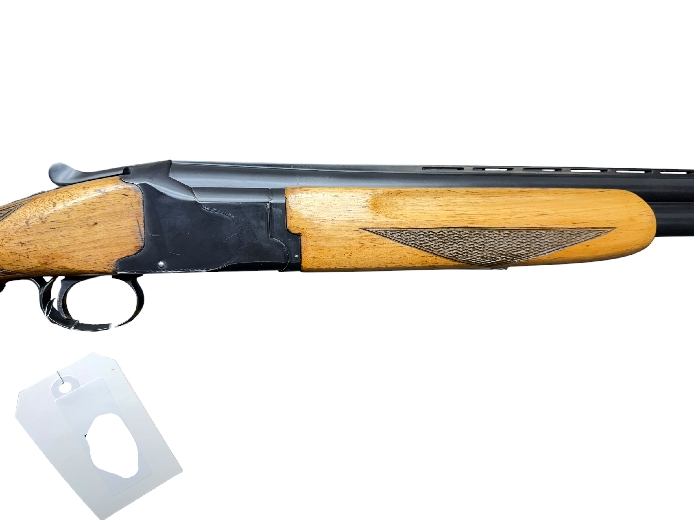 IMG_5367-Photoroom - OWS-Ammo Side view of a wooden-stock rifle with a long metal barrel on a white background.